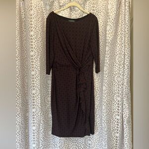 Ralph Lauren Black and Red Mock Wrap Sheath Dress